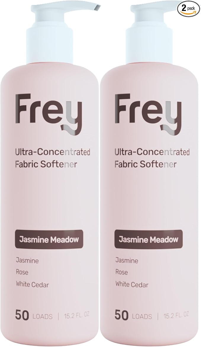 FREY Natural Liquid Fabric Softener and Conditioner | HE Laundry Softener for All Machines | Plant-Powered Eco Friendly Formula | 2-Pack, Jasmine Rose