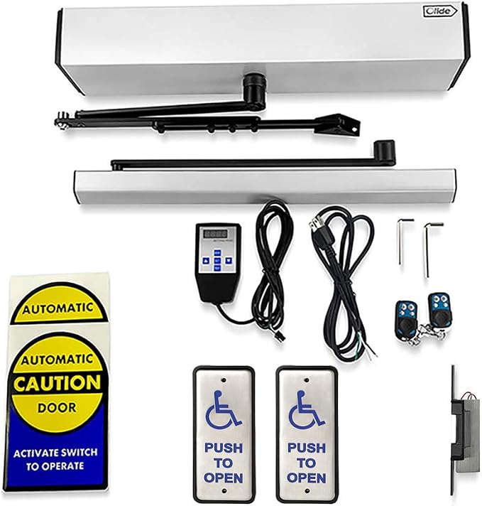 Electronic Automatic Swing Door Opener System with Wired Narrow Handicap Push Buttons Olide-515 and 550lbs Fail Safety Electric Strike