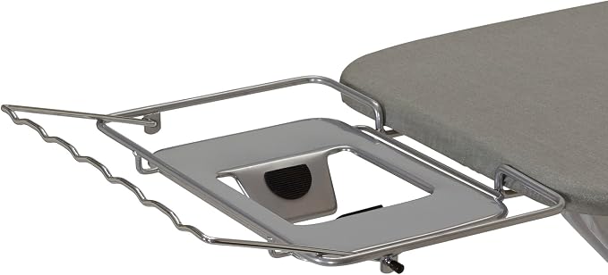 Household Essentials Wide Top Ironing Board with 4‑Leg Steel Frame, Fixed Iron Rest, Silicone‑Coated Cotton Cover, Grey