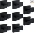 Towel Hooks For Bathrooms, Matte Black Towel Hook For Kitchen Bathroom, SUS304 Stainless Steel Coat Hook, Square Heavy Duty Holder Robe Hooks For Hanging Towels, Coats,Sponges,Wall Mount, 8 Pack
