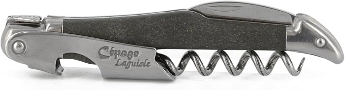 Laguiole Waiters Corkscrew, Stainless Steel Sommelier Wine Opener, Sandstone Handle by Adre Verdier France (BASALTE)