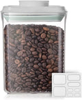 Food Airtight Containers (1500ml) 1.5 Qt Pop Up Food Formula Container With Lids, Bpa-Free One Button Open Stackable Container for Coffee Tea Brown Sugar Cereals - 8 Labels - Clear