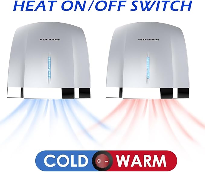 Hand Dryer Commercial and Home Bathroom - High Speed Electric Hand Dryer, Quiet 15s Fast Dry, Wall Mounted Plug-in Automatic Dryer, CE Certified Portable ABS