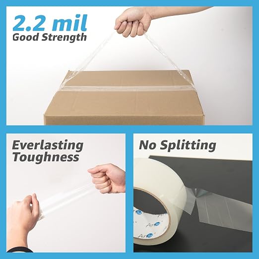 Art3d 36 Rolls Clear Packing Tape, 1.88" x 55yds, Heavy Duty | 2.2 mil Thick, Carton Sealing, Strong Adhesive Tape for Shipping Moving Boxes, Home and Office Use