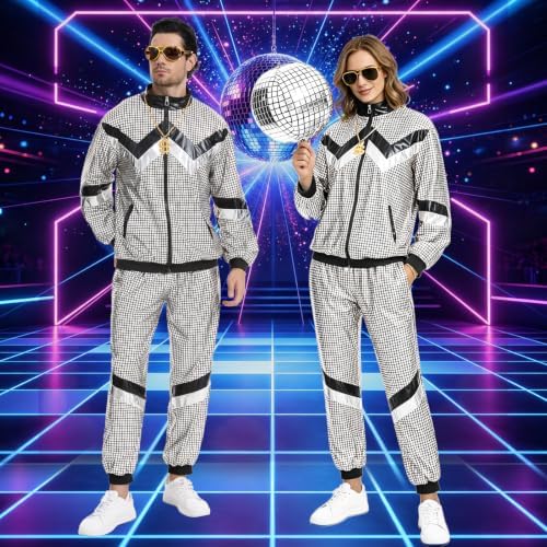 80s Outfits for Men Women,90s Tracksuit Retro Party