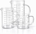 77L 3 Pack Glass Measuring Cup Set (1 1/4, 2 & 4 Cup) [Insulated handle, V-Shaped Spout], High Borosilicate Liquid Glass Measure Cup for Kitchen, Easy To Read, Dishwasher, Freezer, and Microwave Safe