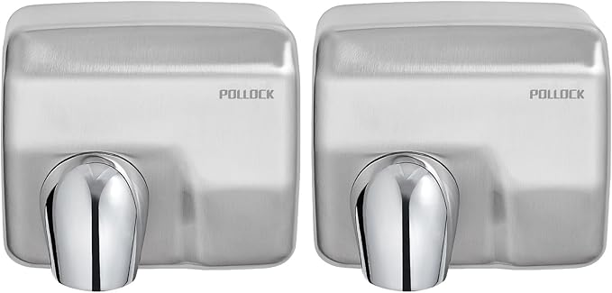 Commercial Hand Dryer Wall Mounted 2PCS,Stainless Steel Electric Hand Dryer for Bathroom,1600 W Automatic High Speed Warm Wind Hand Blower,110V Plug in,8-10s Second Dry,for Industry Business Restrooms