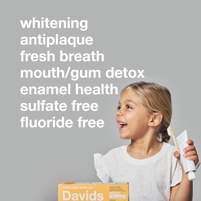 Davids Nano Hydroxyapatite Toothpaste Fluoride Free Orange Vanilla 4oz | Whitening | Remineralizing | Enamel Health | Antiplaque | SLS Free | Made in USA | Recyclable Metal Tube | EWG Verified