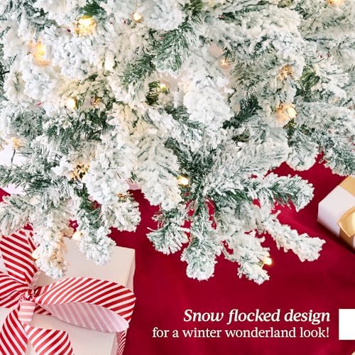 Best Choice Products Pre-Lit Sage Green Christmas Tree, 6ft Artificial Flocked Full Fir Tree, Holiday Decoration w/ 250 Lights, 928 Branch Tips