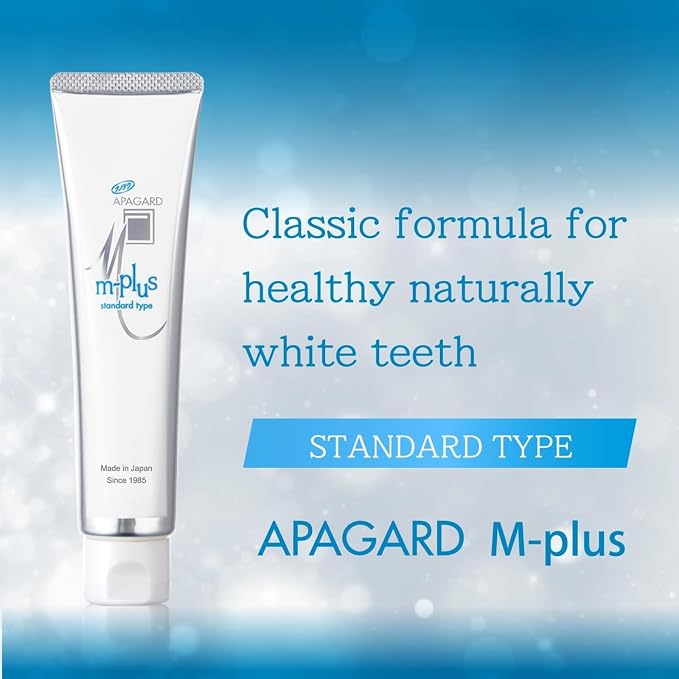 APAGARD® M-Plus, Sangi's Nano-Hydroxyapatite Toothpaste for Naturally Whiter Teeth, No Fluoride, for Family use, 125g / 4.4 oz, Mild Mint Flavor, Pack of 3
