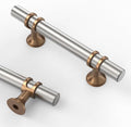 Asidrama 6 Pack 3 Inch(76mm) Brushed Satin Nickel and Champagne Bronze Cabinet Pulls Heavy-Duty Solid Kitchen Cabinet Handles Vintage Aged Brass Drawer Hardware for Cupboard