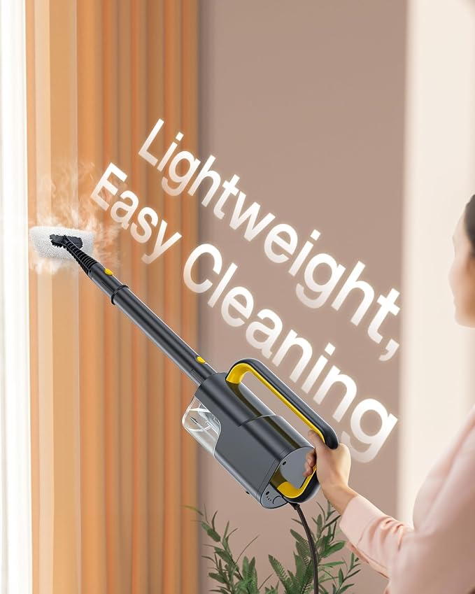 10-in-1 Steam Mop with Detachable Handheld Steamer,350ml Tank, 10s Heat-Up, 248°F Steam Cleaner, 2-Level Control and Swivel Head for Floor,Carpet,Tiles, BBQ grill,Car Accessories Dark Grey