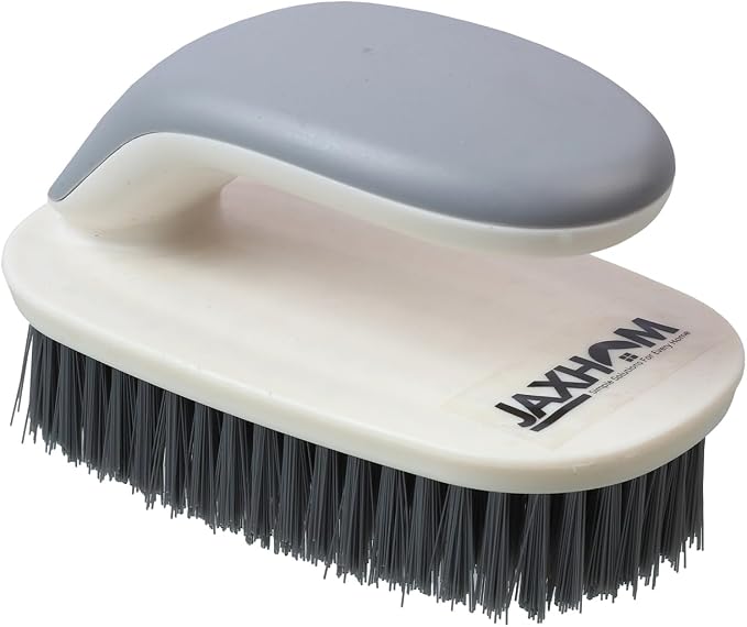 Laundry Scrub Brush Small Size with Handle - Multipurpose Cleaning Tool for Cloth Scrubbing, Bathroom, Sink, and More (1, Gray)
