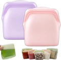 New Generation Silicone Storage, Reusable Silicone Food Storage Bags, Leak-Proof Upright Freezer Bags, Odor-Proof, High-Temperature Resistant, Microwave Dishwasher Safe for Snacks Leftovers (2-MixF)