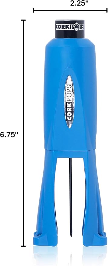 Cork Pops Legacy Wine Opener Built-in 4-Blade Foil Cutter Safe Cork Removal, Effortless Push Button Use, Needle Guard for Safety, Low-Pressure Cartridge Opens Up To 60 (Blue, With 1 Cartridge)