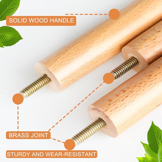 Gloffer Indoor Wood Wool Broom,Ultra Soft Bristles Broom with Long Handle,Sweeping Kitchen Brooms for Home Cleaning,Floor,Office