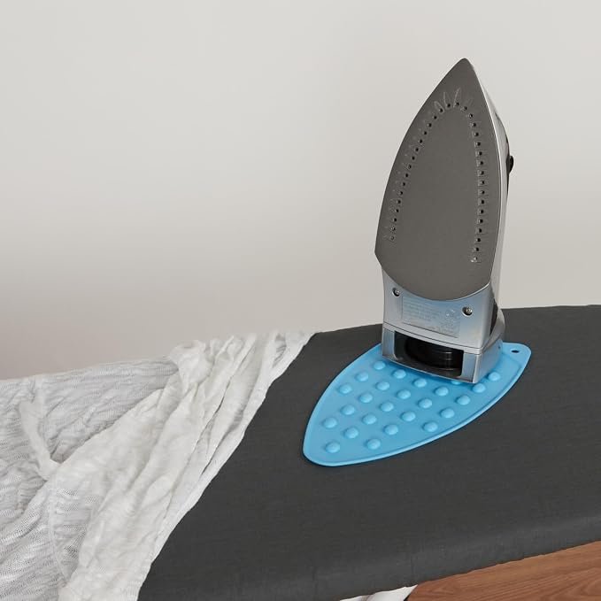Ironing Board Full Size; Made in USA by Seymour Home Products (Blue Stripe) Bundle Includes Cover, Pad, and Silicone Iron Rest | Iron Board w/Steel T-Legs Adjustable from Tabletop up to 35" High
