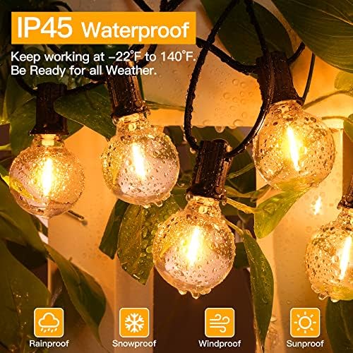 Ollny Outdoor String Lights, 100FT LED Patio Lights Waterproof Plug in