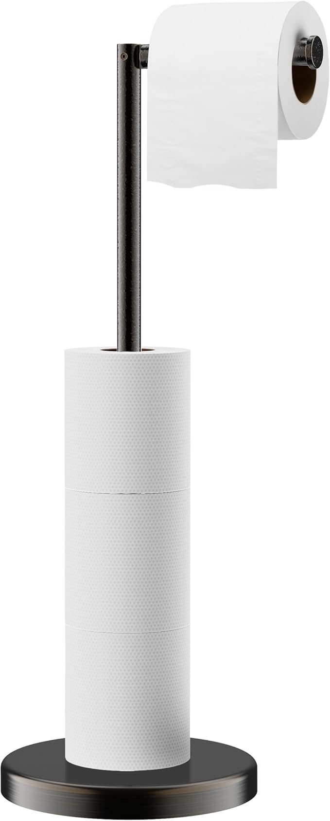FORIOUS Toilet Paper Holder Stand, Modern Freestanding Tissue Roll Holder for Bathroom, Durable SUS 304 Stainless Steel and Weighted Base Toilet Paper Stand, Storage for 4 Rolls, Oil Rubbed Bronze