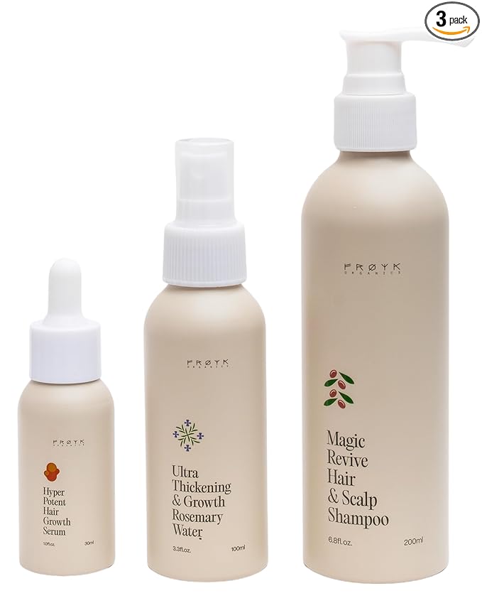 Frøya Organics The Complete System For Mature Hair & Scalp | Scalp Balance and Fuller Looking Hair | Rosemary Pumpkin Seed Turmeric Calendula | Botanical Formula | 60 Day Supply