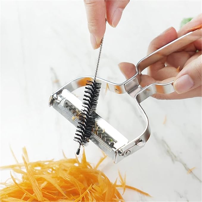 3-in-1 Stainless Steel Peeler with Interchangeable Blades – Vegetable Fruit Potato Peeler, Julienne Slicer, Grater with Serrated Blade – Swivel Self‑Adjusting Head, Dishwasher Safe Kitchen Tool(1pc)