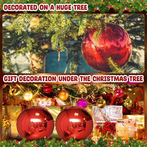 Jerify 2 Pcs 12" Large Christmas Ball Ornaments,Red