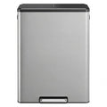 GarveeHome 16 Gallon Dual Compartment Trash Can, Stainless Steel Recycling Trash and Recycle Bin Combo with Step Pedal, Silent-Close Lid, Odor Control & Pet-Proof Design for Kitchen, Office