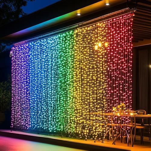 Dazzle Bright 300 LED Curtain String Lights, RGB Color Changing Christmas Fairy Lights for Bedroom with Remote & APP Control, Waterproof Smart Window Lights Party Wedding Garden Wall Decor