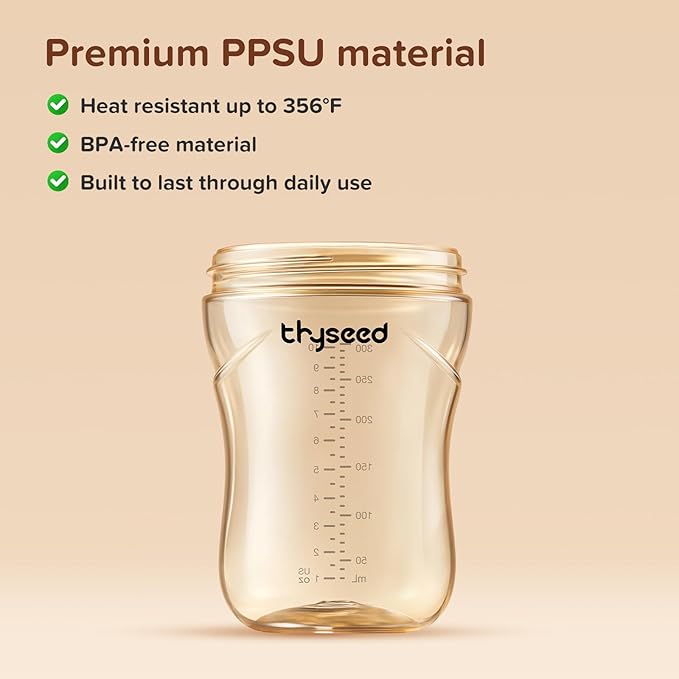 Thyseed Spill-Proof Weighted Straw Sippy Cup, Baby Transition Trainer, Soft Silicone Spout, BPA-Free, 6m+, 10 oz, 1 Pack