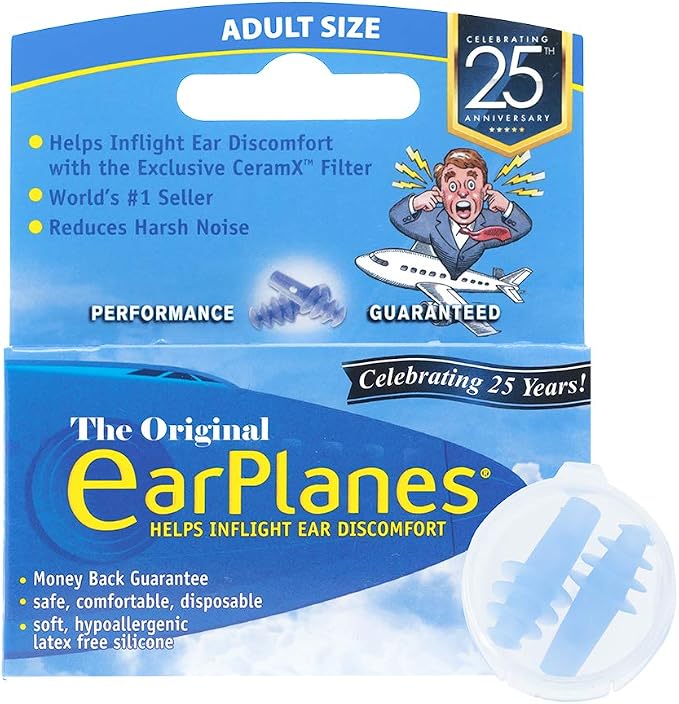 Original Adult EarPlanes by Cirrus Healthcare Earplugs Airplane Travel Ear Protection (1 Pair)