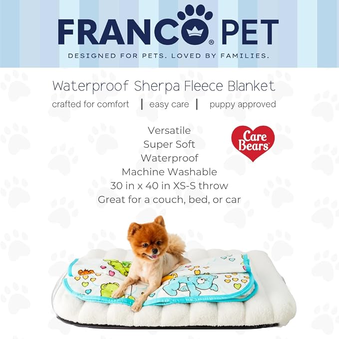 Care Bears Waterproof Dog Bed Cover, Large 30x40 Pet Blanket for Furniture Bed Couch Sofa, (Officially Licensed) by Franco