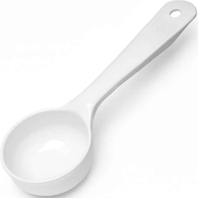 Carlisle FoodService Products Measure Miser Solid Measuring Spoon with Short Handle, 3 Ounces, White (Pack Of 12)