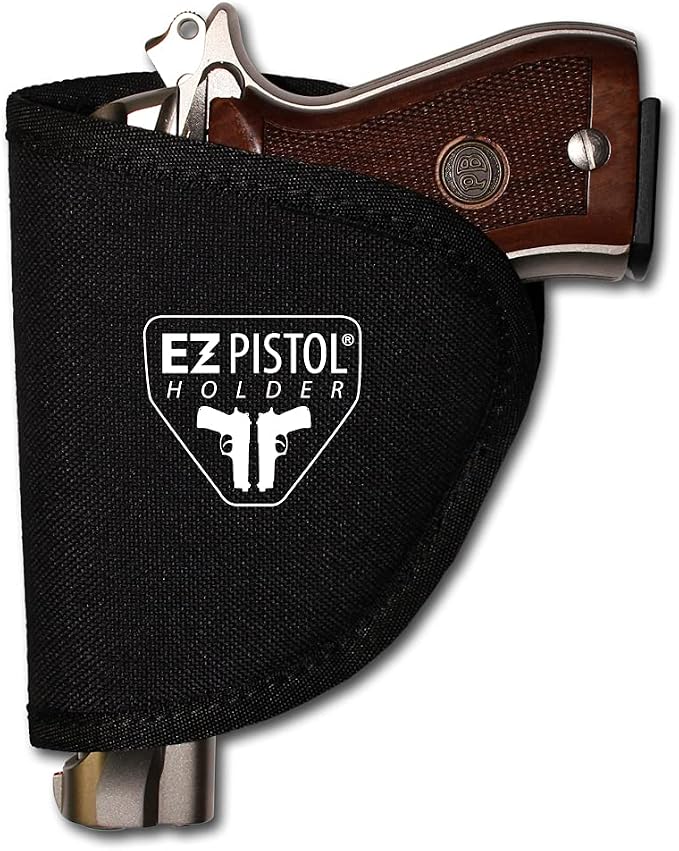 Adhesive Handgun Holster Organizer Gun Safe, Car, Desk, Carpet-Firearm Protection w Nylon Padded Interior, Full Size, 9mm