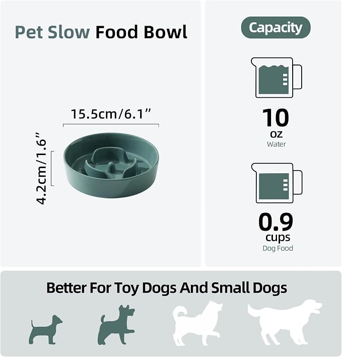 Havniva Dog Bowls Slow Feeder, Ceramic Slow Feeder Dog Bowls for Fast Eater | 0.9 Cups Dog Food Bowl Puzzle Feeder, Slow Feeding Bowls for Small Breed, Non-Slip Base, Anti-Choking