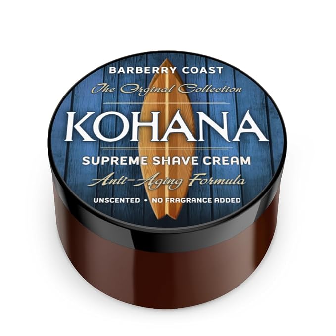 Barberry Coast Shave Co. Unscented Kohana Shaving Cream - Perfect for Men with Sensitive Skin - Full of Organic Soothers, Moisturizers & Anti-Oxidants