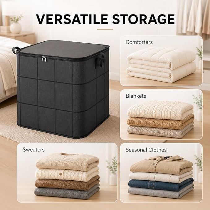 XXL Foldable Storage Bag with Reinforced Handles, Comforter Storage, Foldable Spacious Moving Storage Bin, Reinforced Handles, Store Duvets and Seasonal Clothes，2PCS：XXL(27.6x19.7 x19.7inches)