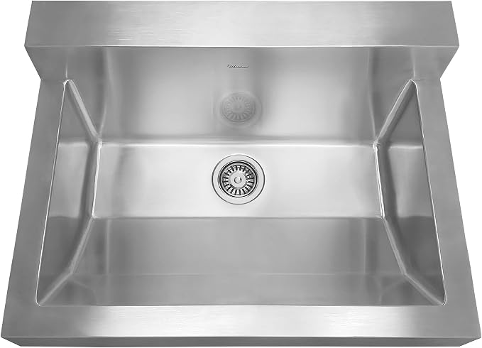 Whitehaus WHNC3022W-BSS Noah'S Collection 30-Inch Commercial Wall Hung Laundry-Scrub Sink, Brushed Stainless Steel