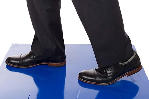 Professional Grade Sticky Floor Protection Mats [ Blue Tacky Adhesive Film] Removes Dust, Dirt & Small Debris from Shoes or Boots | Pack of 4 Pads, 30 Sheets per Pad (36" x 45" inches)