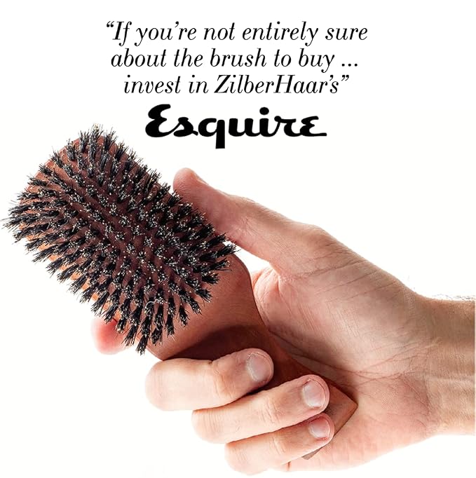 ZilberHaar Major Hair & Beard Brush for Men - Boar Bristles and Pearwood - All Beard and Hair Types - Made in Europe - Stiff Bristles