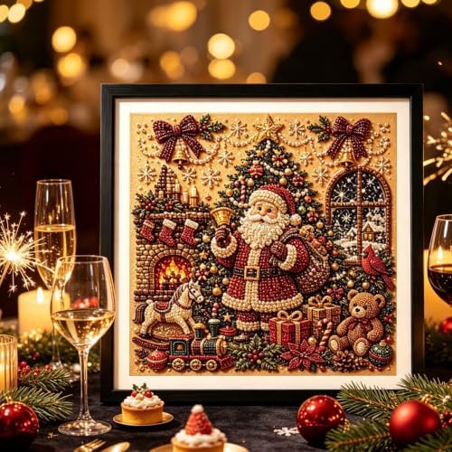DIY Christmas Pearl Diamond Painting Art Kit Gifts Adults with Frame
