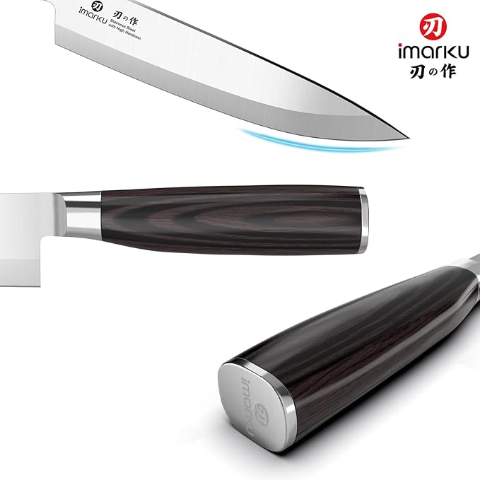 imarku 8 Inch Japanese Chef Knife,Single-Bevel Edge HC Steel Kitchen Knife | Versatile Chef Knife,Ultra-Sharp 13° Angle Rust-Resistant,For Right and Big Hands,Anti-slip Pakkawood Handle,Gift for Men