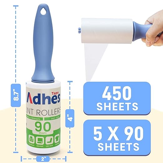 ADHES Heavy Duty Paper Packing Tape + Lint Roller for Pet Hair