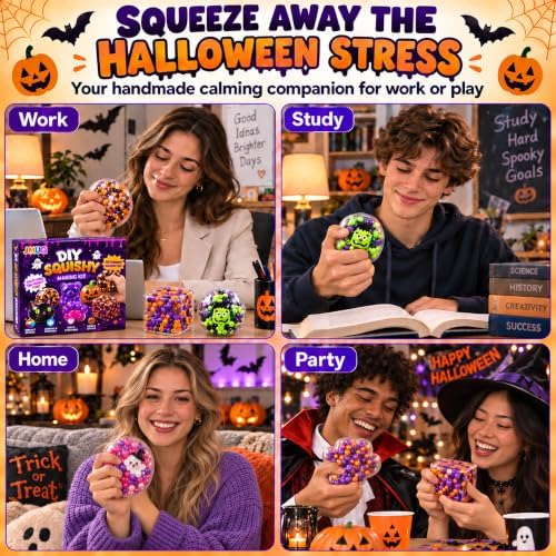 Halloween DIY Stress Ball Making Kit, Squishy Craft Set with Fillers