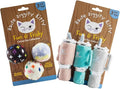 Haute Diggity Kitty Vuiton Monogram Balls + Snuggly Cups Set, Plush Cat Toys Catnip Filled with Interactive Crackle Sound, Safe & Durable Toys for Cat & Kitten, 6 Pcs