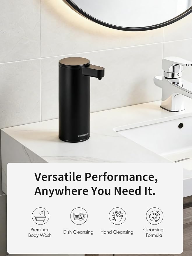 Automatic Liquid Soap Dispenser Touchless: Liquid Hand Soap Dispenser Stainless Steel - Free Touch Electric Soap Dispenser Rechargeable with Sensor for Bathroom, Commercial (Black)