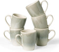 famiware Coffee Mugs Set, 13oz Mug Set of 6, Stoneware Cups for Latte, Hot Tea, Mocha, Cocoa, Cappuccino, Microwave and Dishwasher Safe, Glacier Series, Sage Green