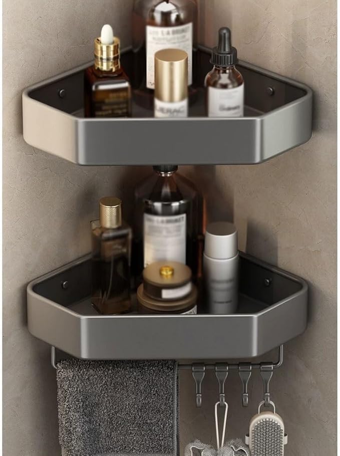 Toothbrush Rack Bathroom Corner Toothbrush Holder Triangle Gun Gray Toothpaste Holder Wall-mounted Bracket Saves Space Bathroom Toothbrush Holder, S32cm