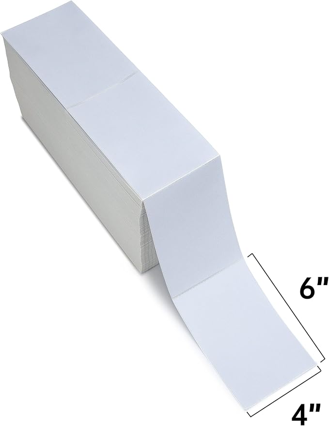 L LIKED 2500 4x6 Thermal Labels Fanfold, Direct Thermal Shipping Labels - Perforated and Strong Adhesive
