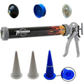 Newborn 620-AL Smooth Rod Caulking Gun, 10 and 20 Ounce Sausage Packs, 24 Ounce Bulk, 8-1/2" and 10" Cartridges, 18:1 Thrust Ratio, Flame Design