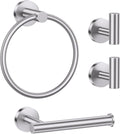 Lairuier Bathroom Hardware Set, 4-pieceTowel Holder Set Include Toilet Paper Holder,Towel Ring and 2 Towel Hooks Stainless Steel Wall Mounted Bathroom Hardware Accessories Set (Brushed Finish)